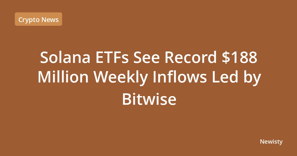 Solana ETFs See Record $188 Million Weekly Inflows Led by Bitwise