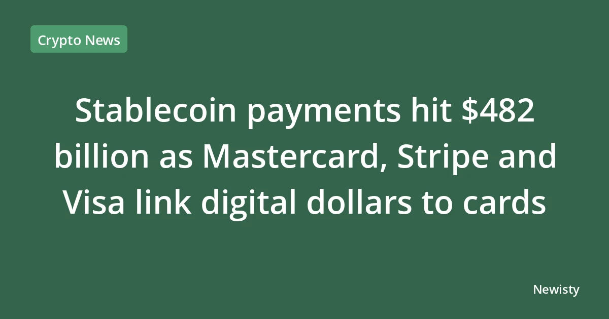 Stablecoin payments hit $482 billion as Mastercard, Stripe and Visa link digital dollars to cards