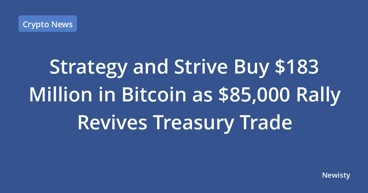 Strategy and Strive Buy $183 Million in Bitcoin as $85,000 Rally Revives Treasury Trade