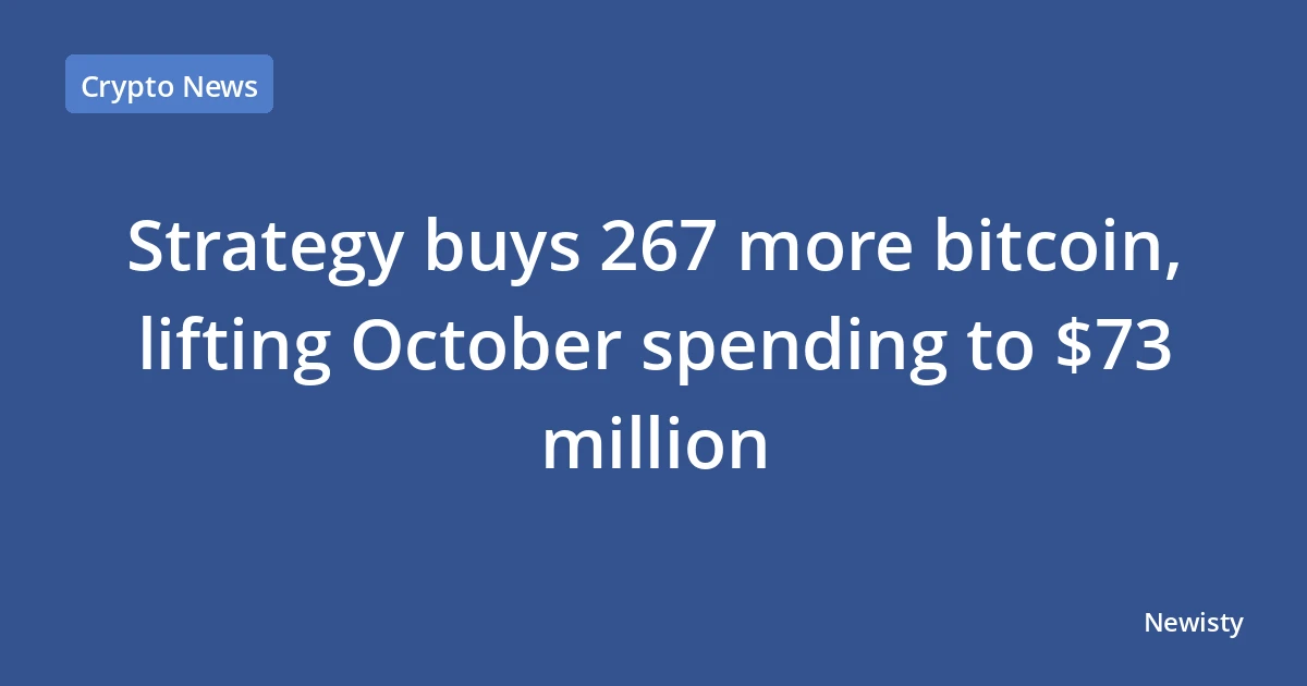Strategy buys 267 more bitcoin, lifting October spending to $73 million