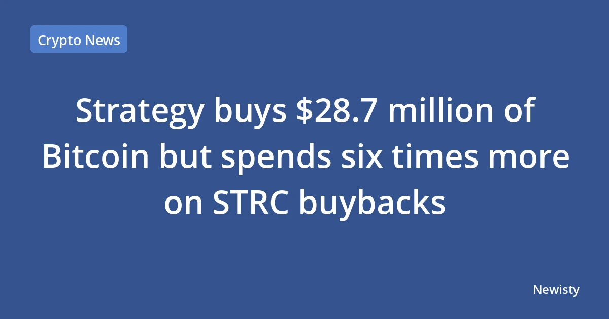Strategy buys $28.7 million of Bitcoin but spends six times more on STRC buybacks