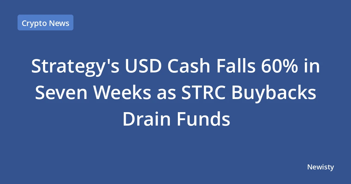 Strategy's USD Cash Falls 60% in Seven Weeks as STRC Buybacks Drain Funds