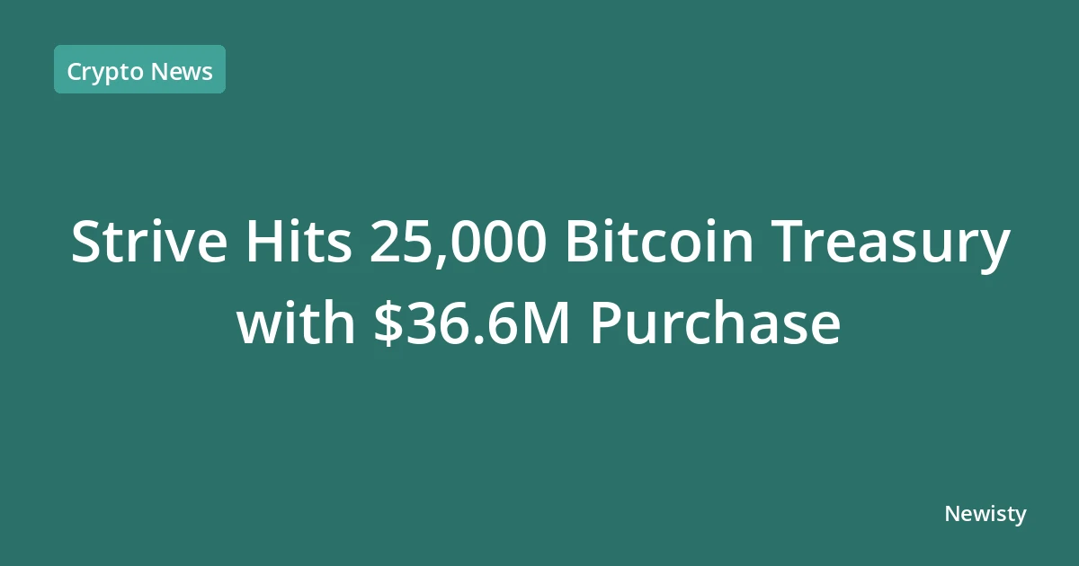 Strive Hits 25,000 Bitcoin Treasury with $36.6M Purchase