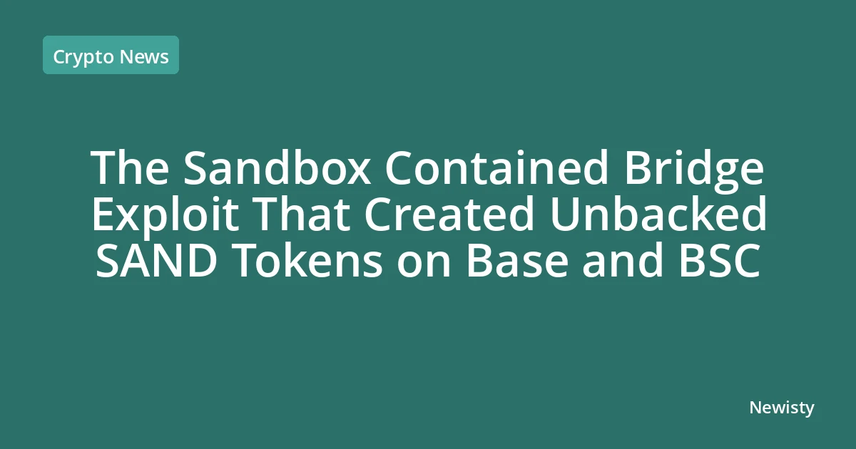 The Sandbox Contained Bridge Exploit That Created Unbacked SAND Tokens on Base and BSC