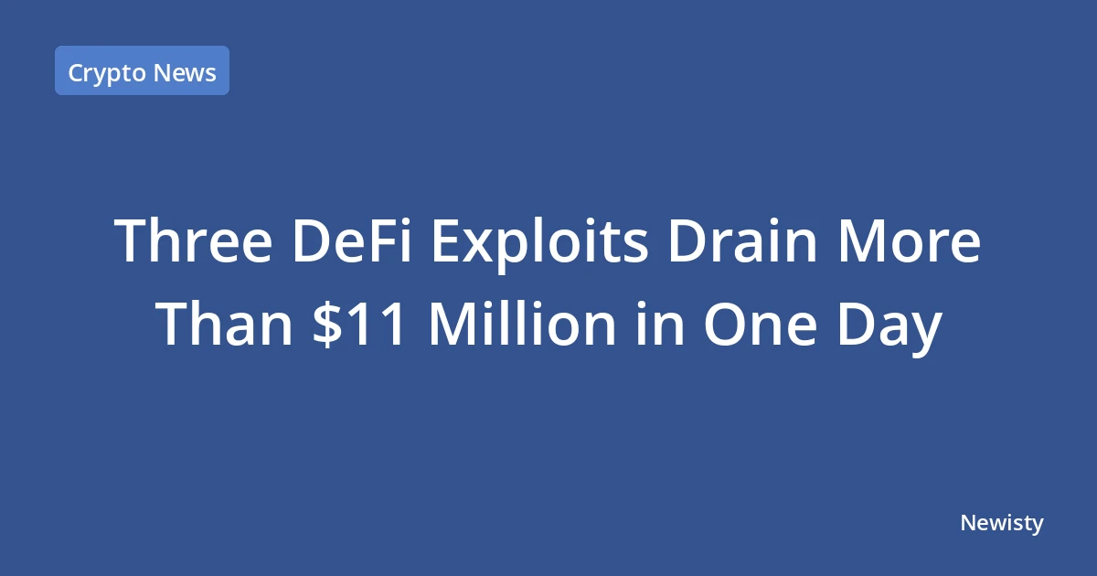 Three DeFi Exploits Drain More Than $11 Million in One Day