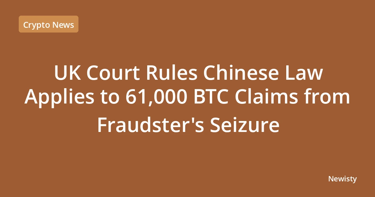 UK Court Rules Chinese Law Applies to 61,000 BTC Claims from Fraudster's Seizure