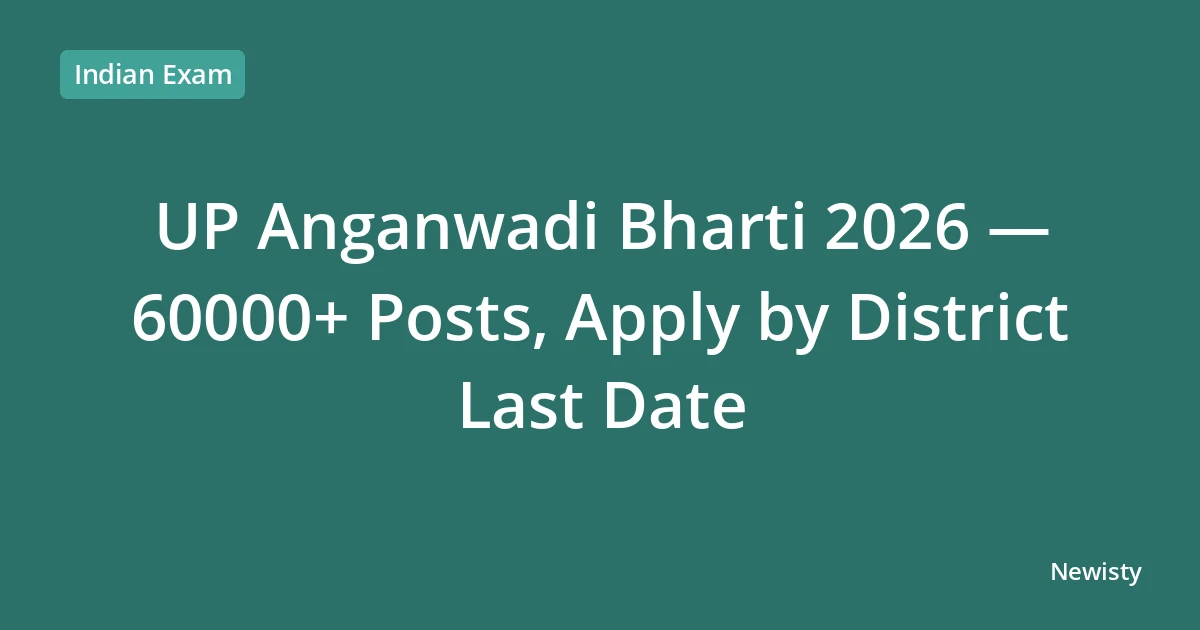 UP Anganwadi Bharti 2026 — 60000+ Posts, Apply by District Last Date