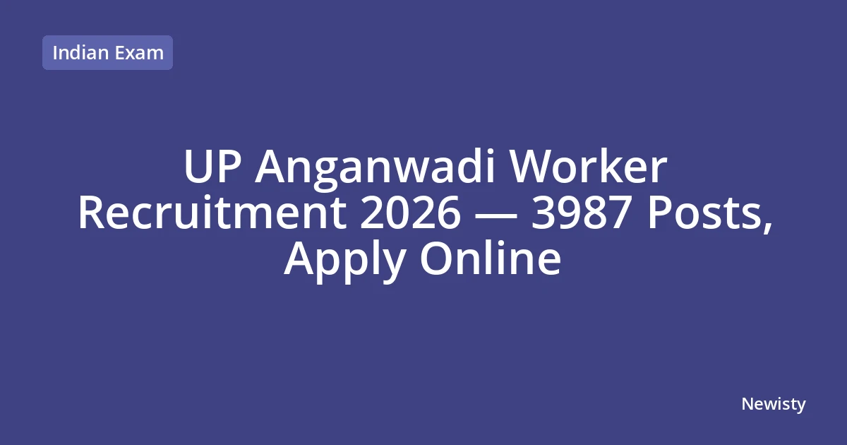 UP Anganwadi Worker Recruitment 2026 — 3987 Posts, Apply Online