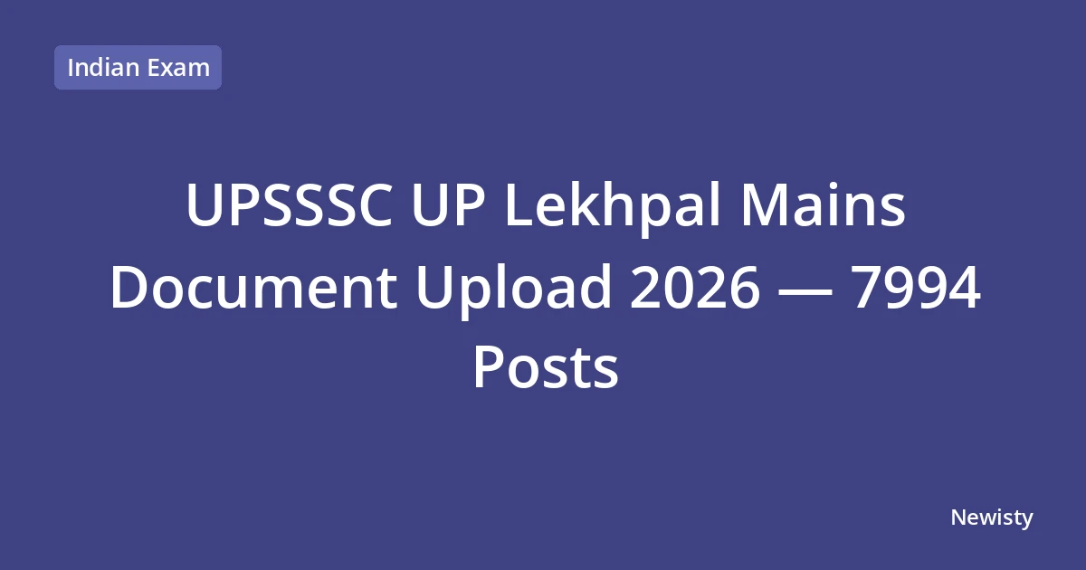 UPSSSC UP Lekhpal Mains Document Upload 2026 — 7994 Posts