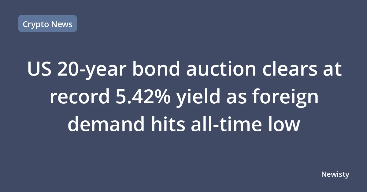US 20-year bond auction clears at record 5.42% yield as foreign demand hits all-time low