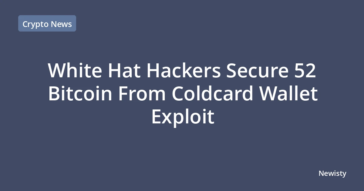 White Hat Hackers Secure 52 Bitcoin From Coldcard Wallet Exploit