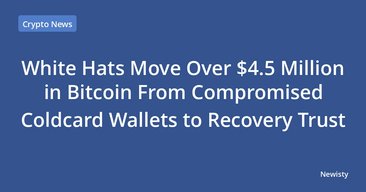 White Hats Move Over $4.5 Million in Bitcoin From Compromised Coldcard Wallets to Recovery Trust