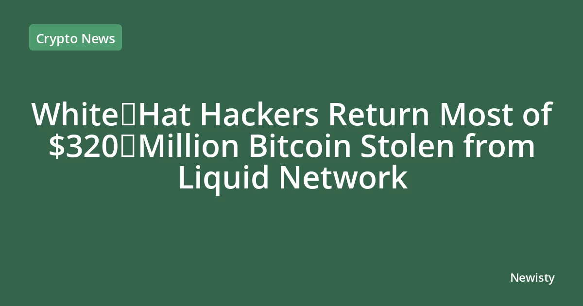 White‑Hat Hackers Return Most of $320 Million Bitcoin Stolen from Liquid Network