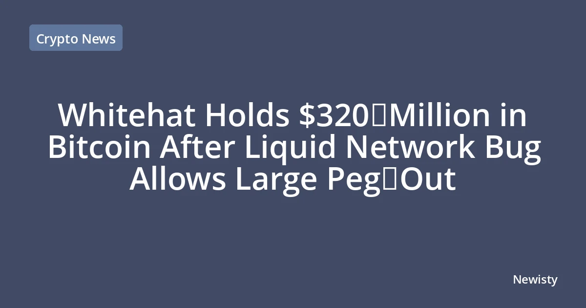 Whitehat Holds $320 Million in Bitcoin After Liquid Network Bug Allows Large Peg‑Out