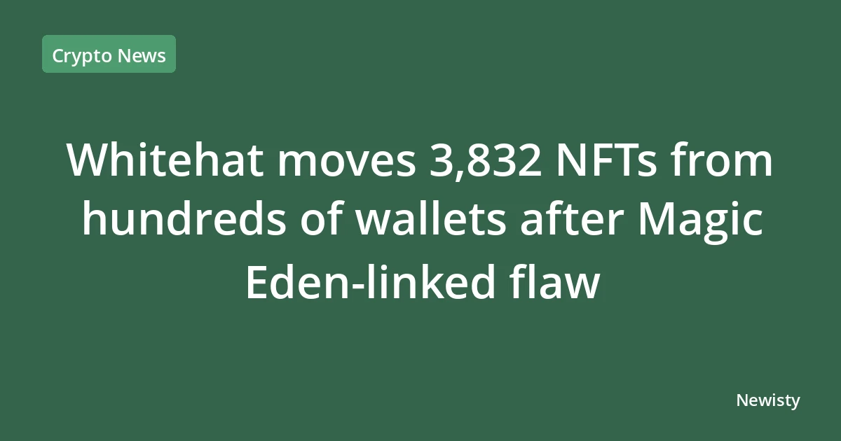 Whitehat moves 3,832 NFTs from hundreds of wallets after Magic Eden-linked flaw
