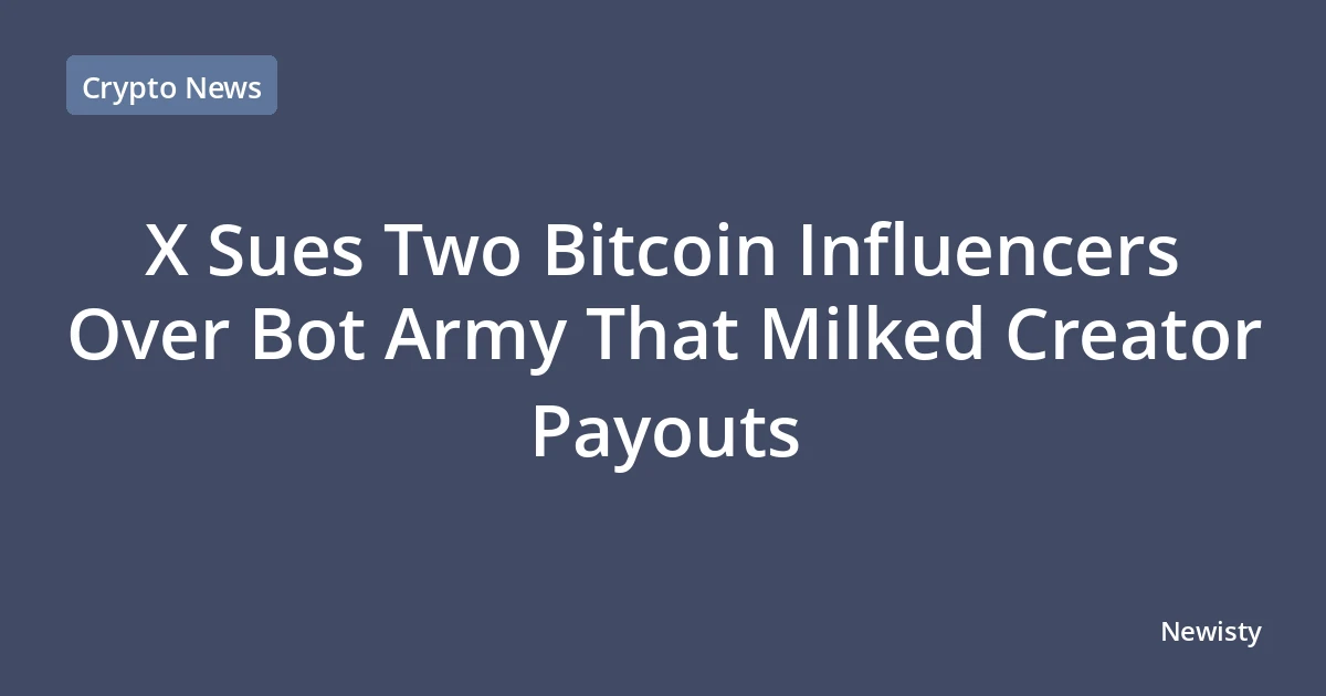 X Sues Two Bitcoin Influencers Over Bot Army That Milked Creator Payouts