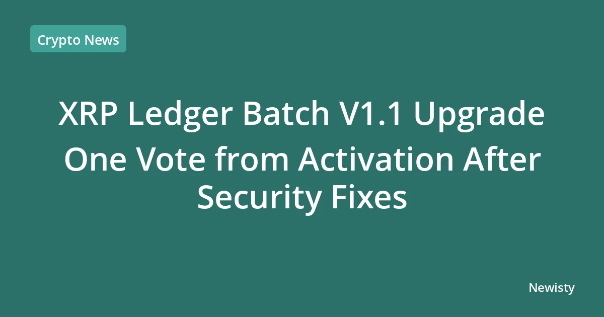 XRP Ledger Batch V1.1 Upgrade One Vote from Activation After Security Fixes