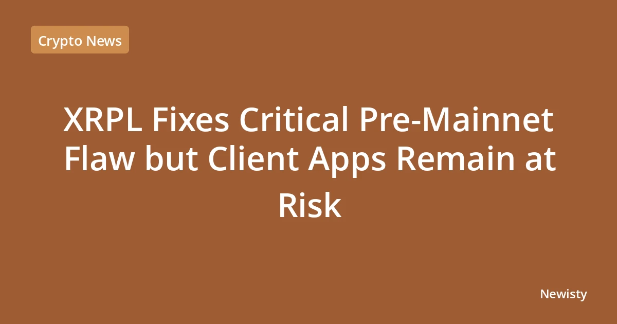 XRPL Fixes Critical Pre-Mainnet Flaw but Client Apps Remain at Risk