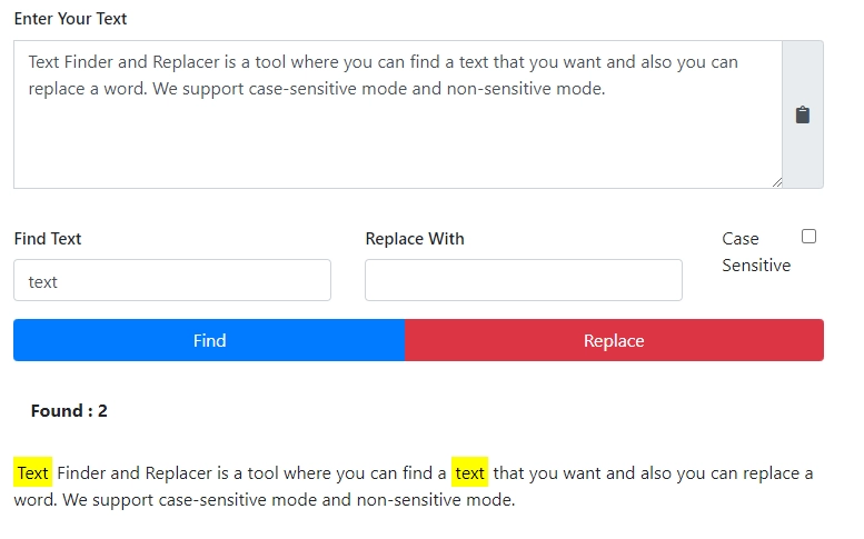 Newisty Text Finder and Replacer